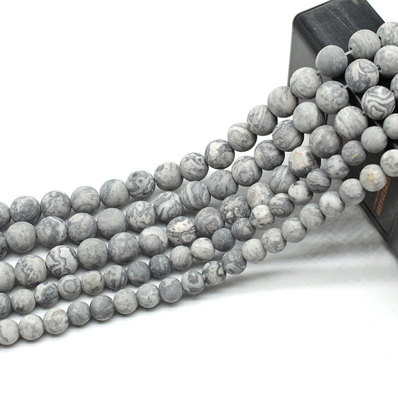 Frosted Map Stone Loose Beads Round Beads Diy Hand-Woven Men And Women Bracelets And Jewelry Crystal Agate Accessories