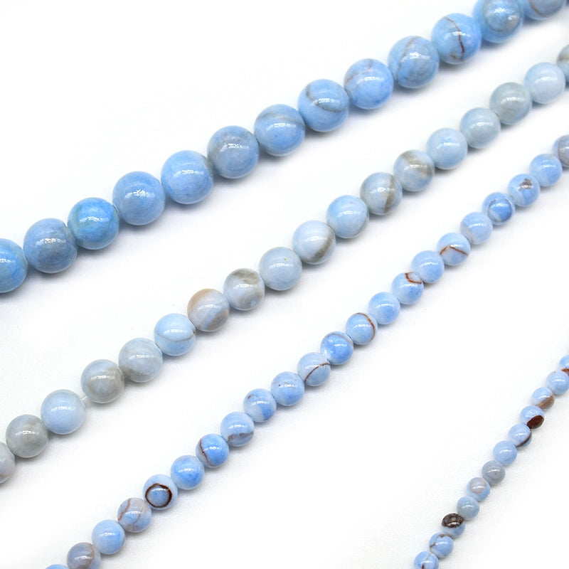Optimized light blue striped Persian jade loose beads DIY hand-woven bracelet