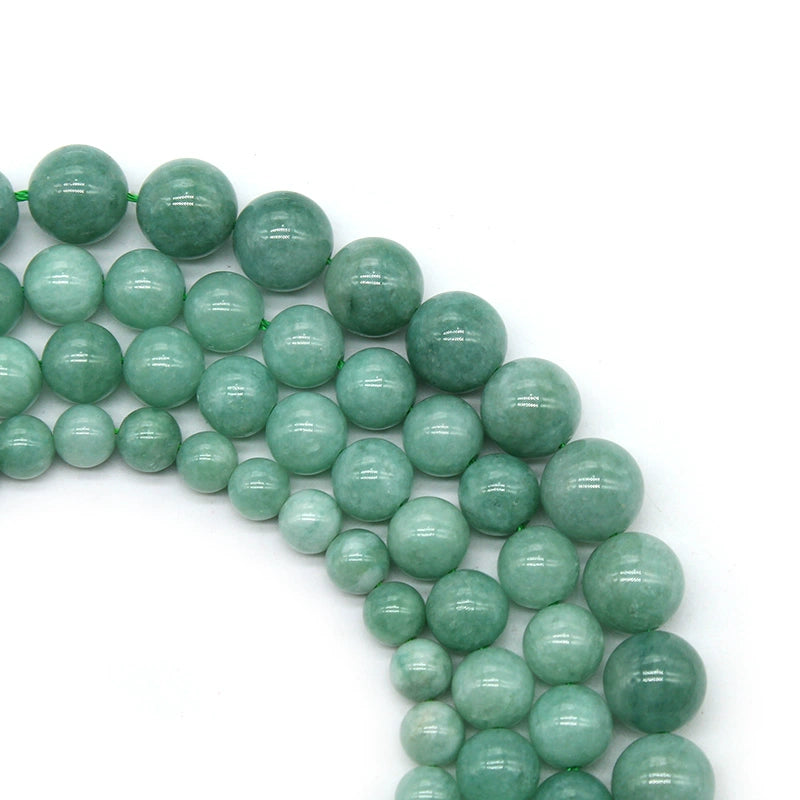 Natural stone bean green jade loose beads DIY hand-woven crystal