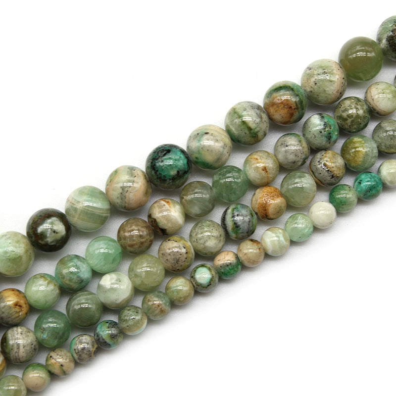 Green grain stone loose beads and round beads DIY handmade bracelet