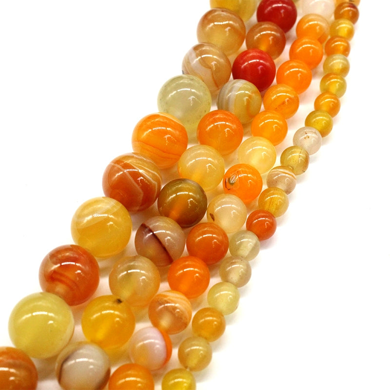 Orange-red line agate loose beads DIY hand-woven crystal