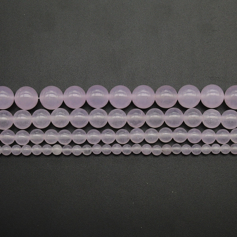 Light purple chalcedony loose beads round beads DIY handmade woven bracelet