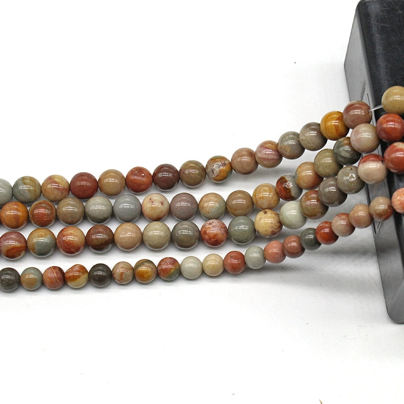 Natural American picture stone round beads DIY hand-woven materials