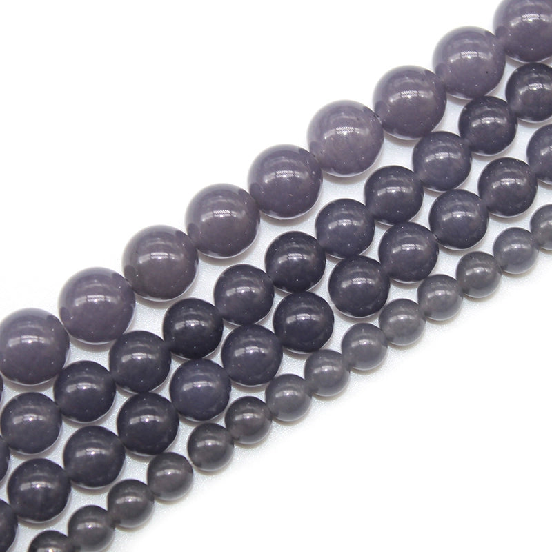 Optimized gray chalcedony loose beads round beads DIY handmade woven bracelet