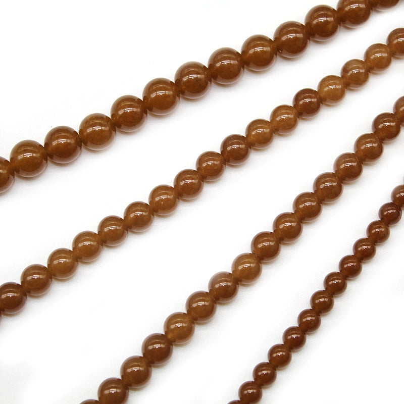 Optimized caramel chalcedony loose beads DIY handmade woven bracelet