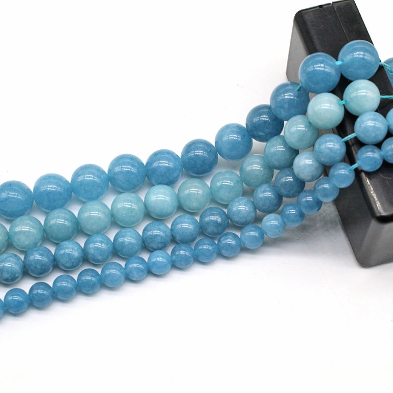 Aquamarine round beads DIY jewelry accessories