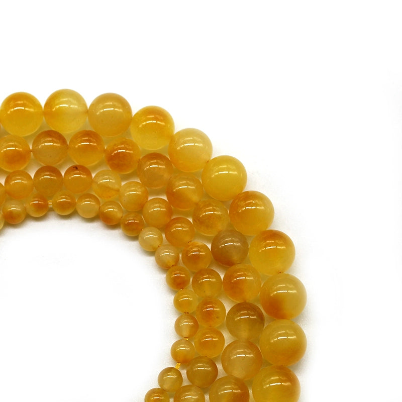 Yellow floating flower chalcedony loose beads DIY hand-woven bracelet