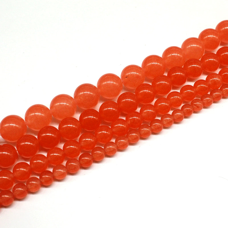 Orange Red Chalcedony Sparse Beads Round Beads Semi-Finished Diy Hand-Made Beaded Crystal Jade Bracelets And Necklace Jewelry For Men And Women