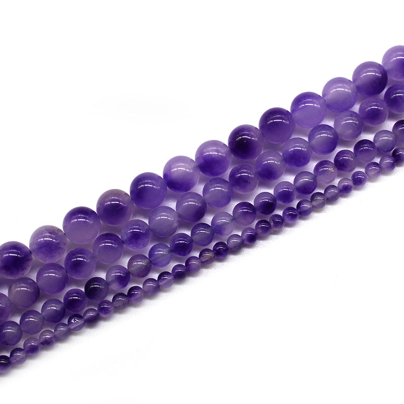 Purple floating flower chalcedony loose beads bracelet