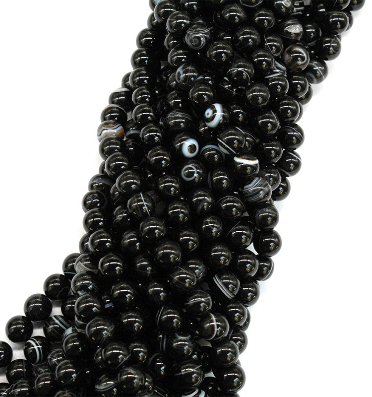 Black line agate loose beads DIY handmade crystal