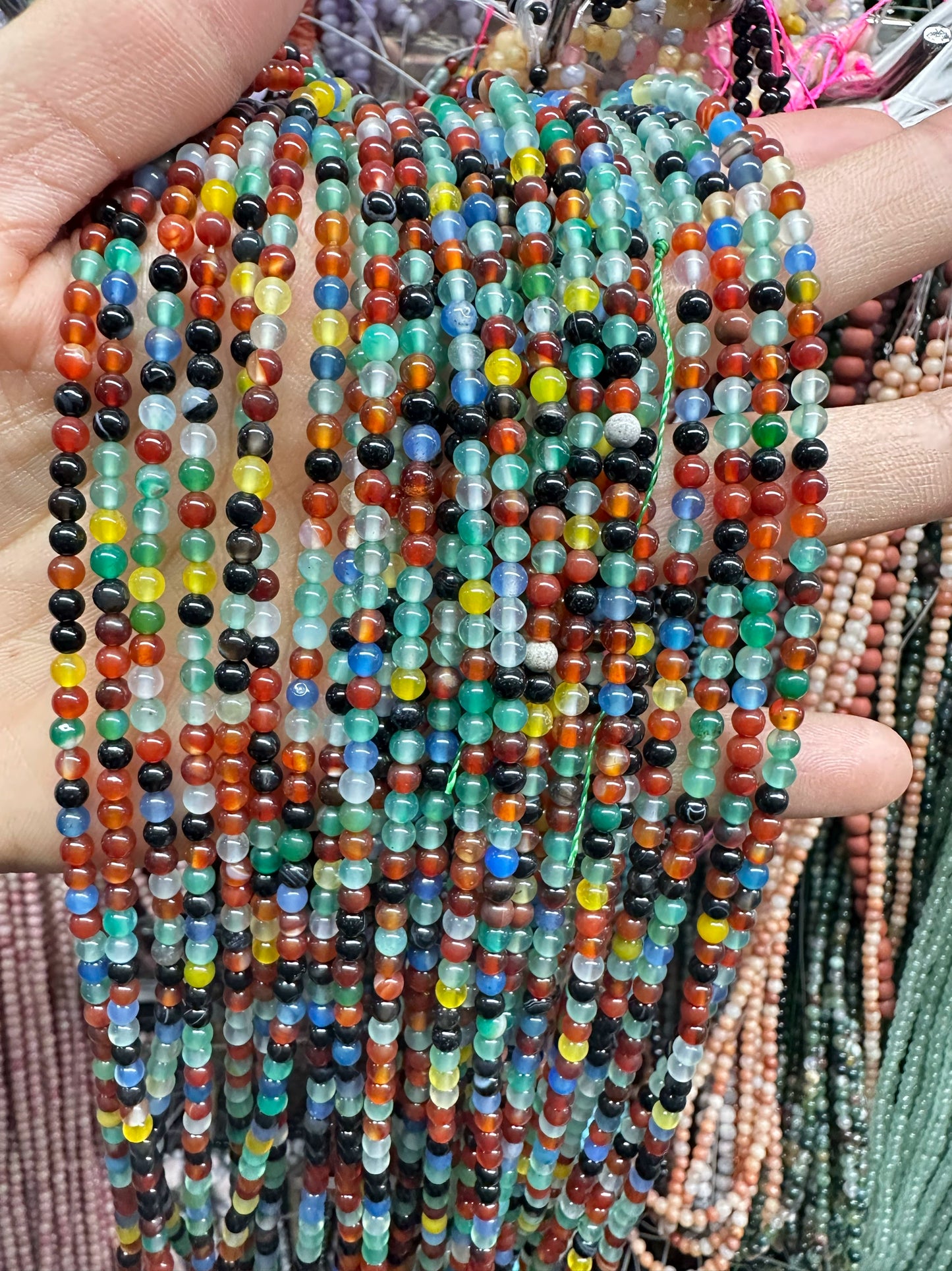 Colorful mixed agate loose beads round beads DIY hand-woven material crystal