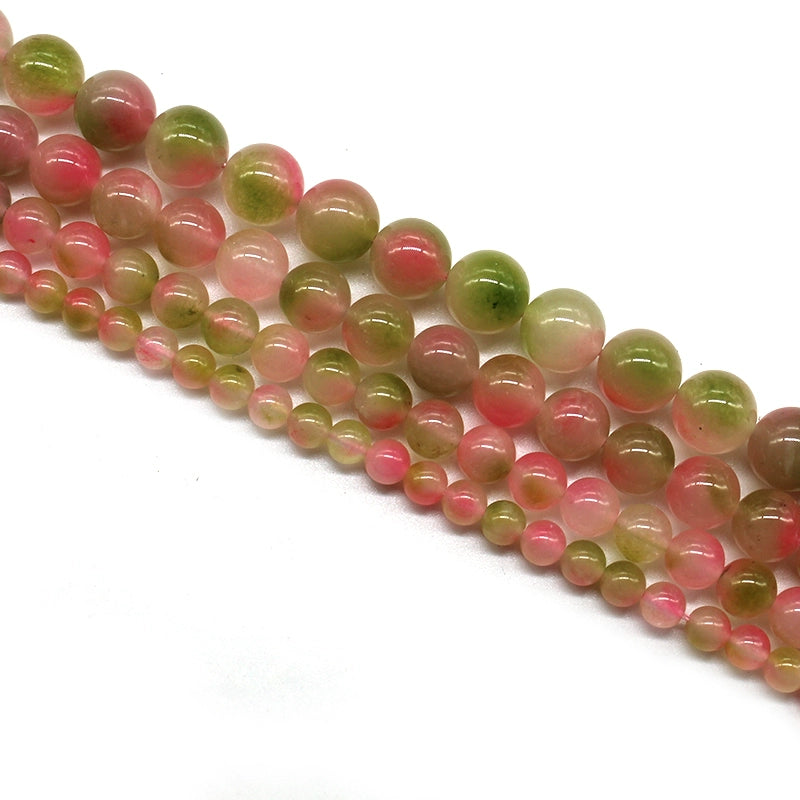 Pink green floating flower chalcedony DIY handmade crystal bracelet