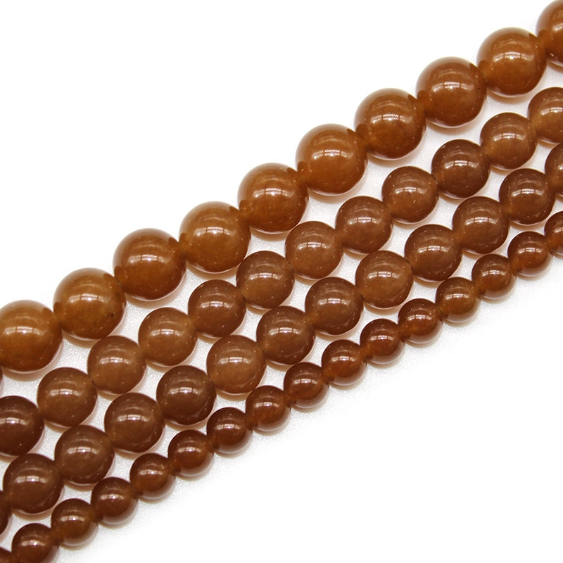 Optimized caramel chalcedony loose beads DIY handmade woven bracelet