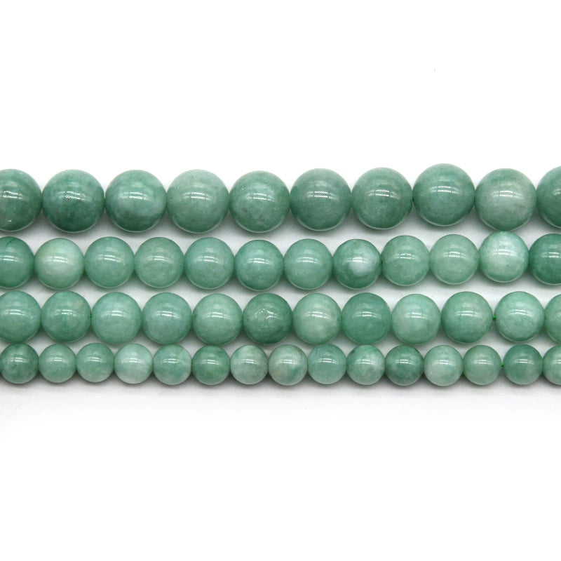 Natural stone bean green jade loose beads DIY hand-woven crystal