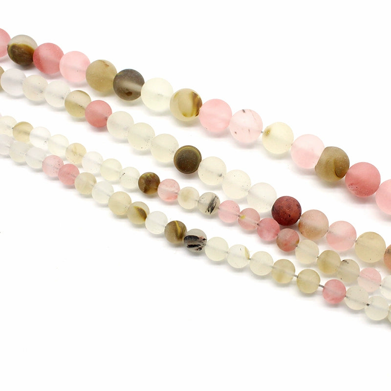 Frosted watermelon rind chalcedony loose crystal beads for DIY hand-woven materials
