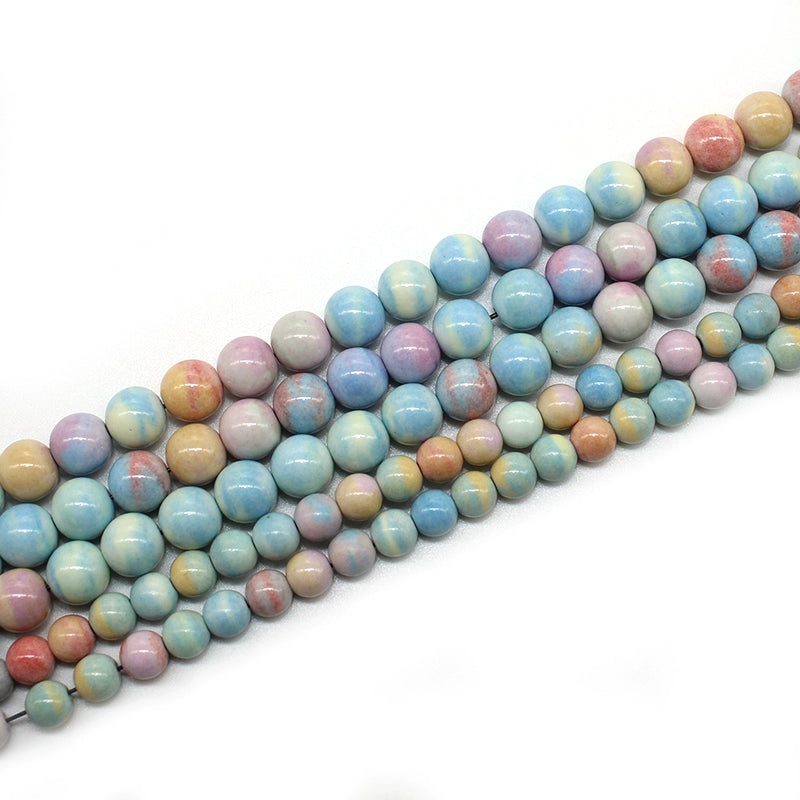 Rainbow stone imitation Alashan loose beads and round beads DIY handmade bracelet