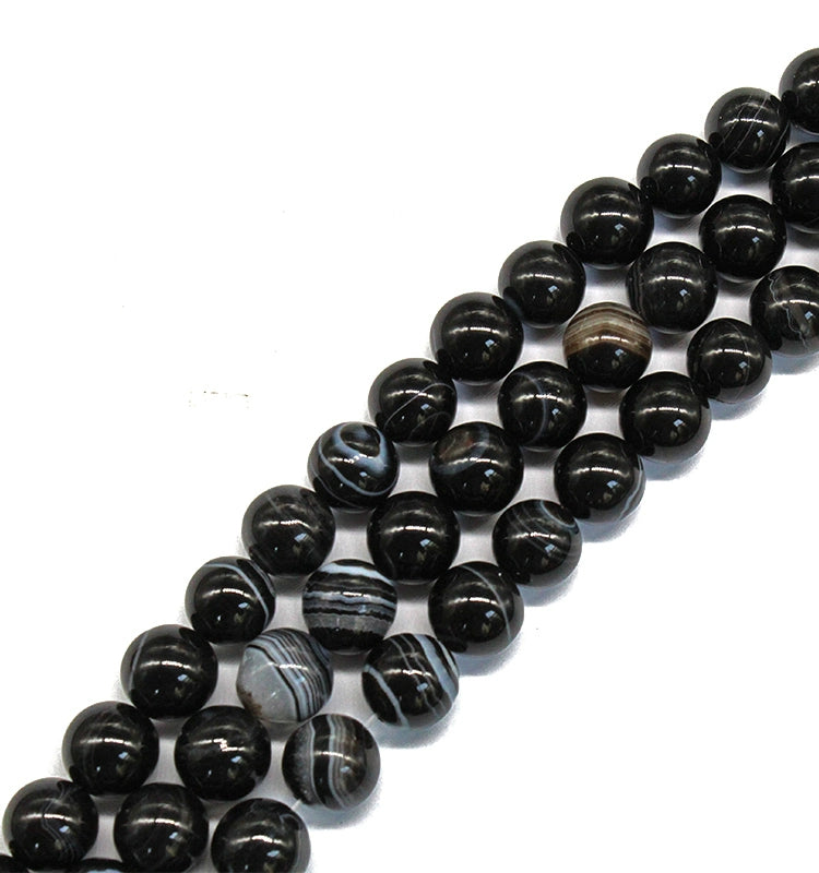 Black line agate loose beads DIY handmade crystal