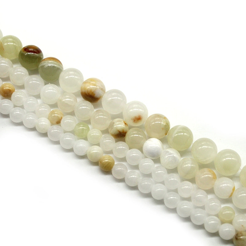 Flower green jade loose round beads DIY hand-woven materials