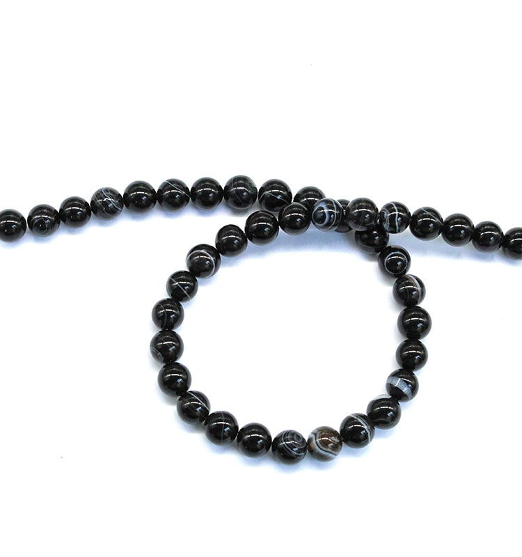 Black line agate loose beads DIY handmade crystal