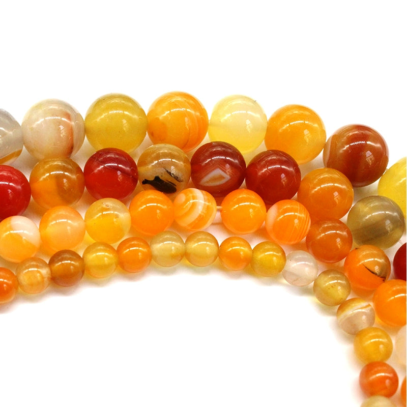 Orange-red line agate loose beads DIY hand-woven crystal