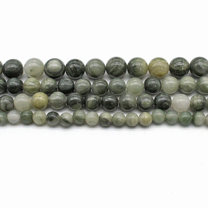 Natural green straw stone loose beads round beads DIY hand-woven material