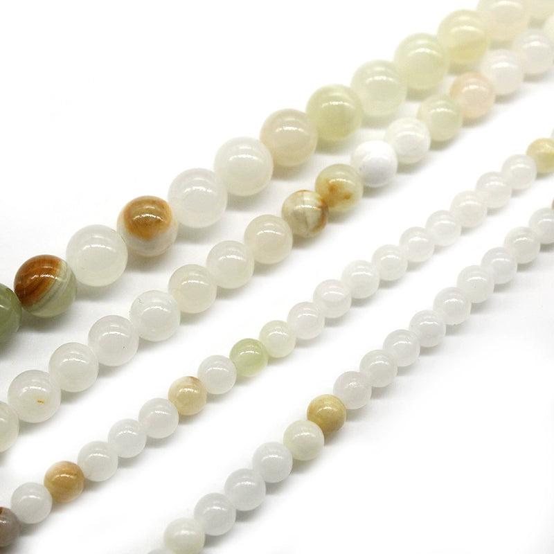 Flower green jade loose round beads DIY hand-woven materials