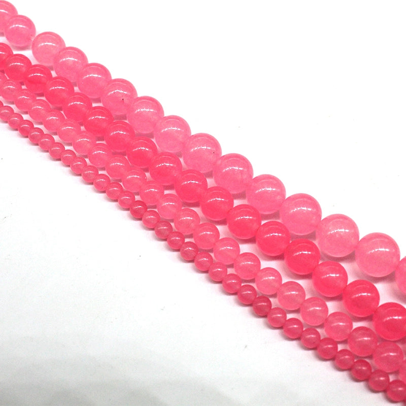 Dark pink chalcedony loose beads crystal jade semi-finished DIY handmade beads
