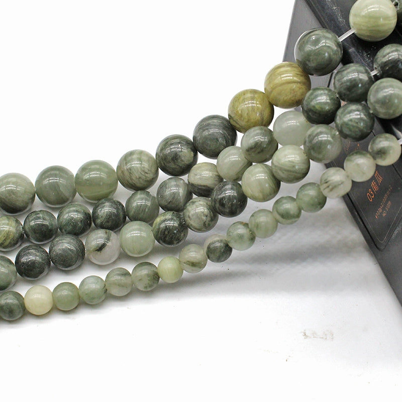 Natural green straw stone loose beads round beads DIY hand-woven material