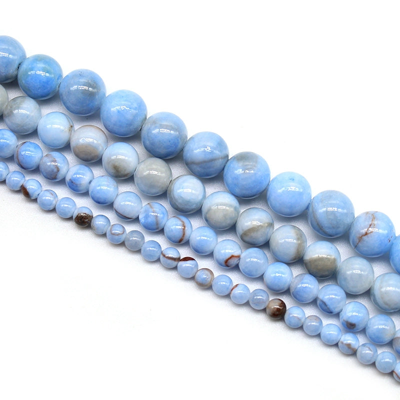 Optimized light blue striped Persian jade loose beads DIY hand-woven bracelet