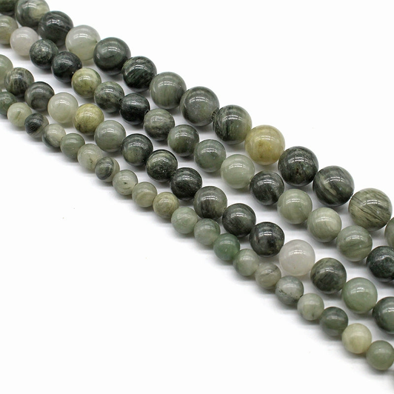 Natural green straw stone loose beads round beads DIY hand-woven material