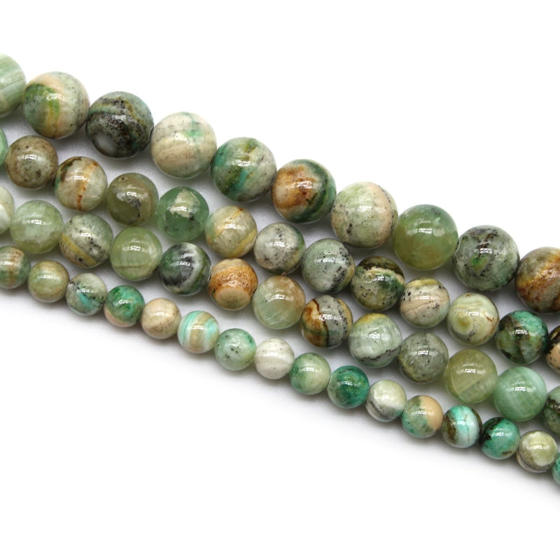 Green grain stone loose beads and round beads DIY handmade bracelet