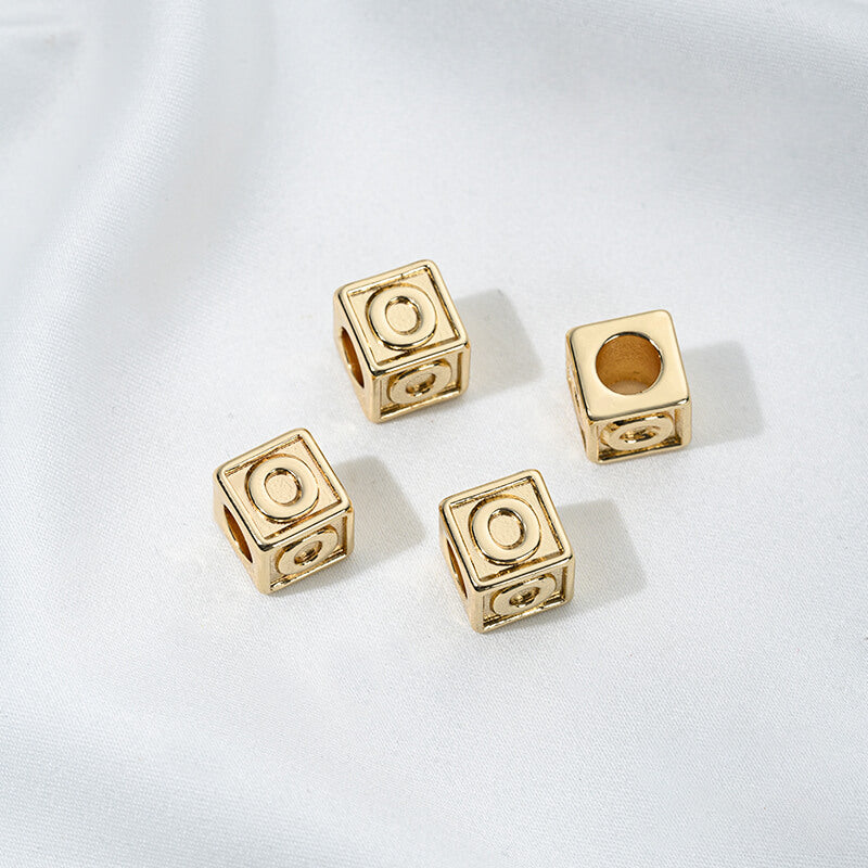 Titanium steel with gold-plated 26 letters square through-hole relief spacer