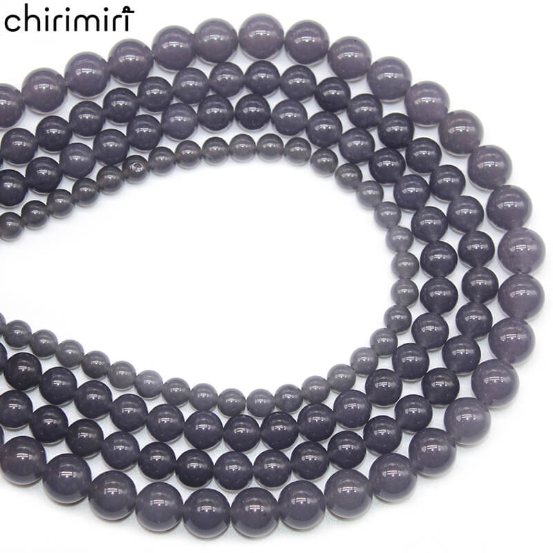 Optimized gray chalcedony loose beads round beads DIY handmade woven bracelet