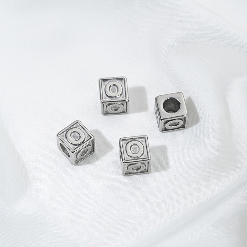 Titanium steel color 26 letters square through-hole relief spacer beads
