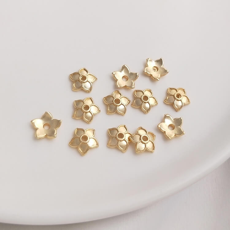 14K gold-plated daisy rose flower cap bead holder