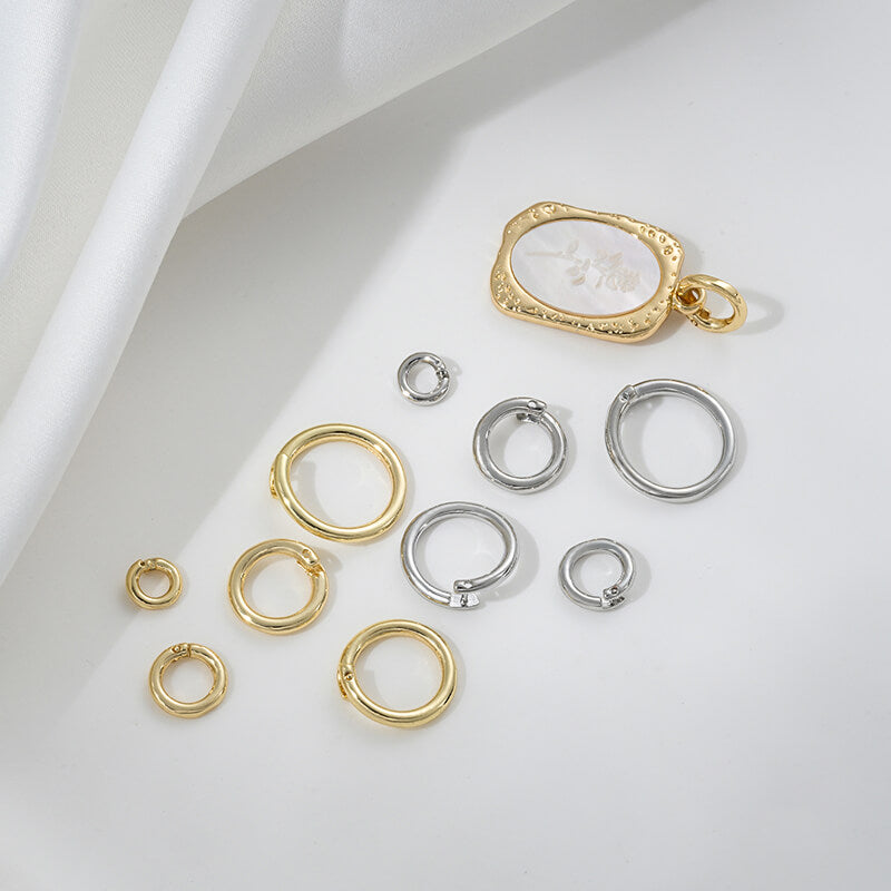 Pendant bails,14k gold-plated platinum snap ring, universal ring