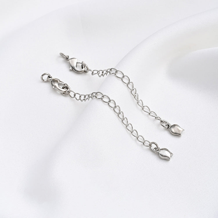 White gold tail chain, 6.5cm long, with lobster clasp and open ring