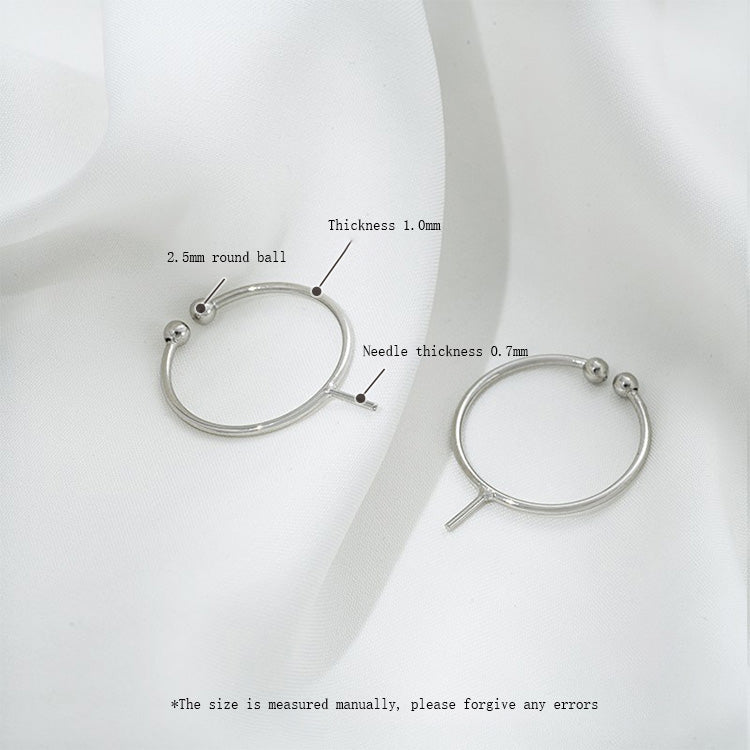 Ring flat holder, half hole bead pin, 6mm & 8mm, open ring