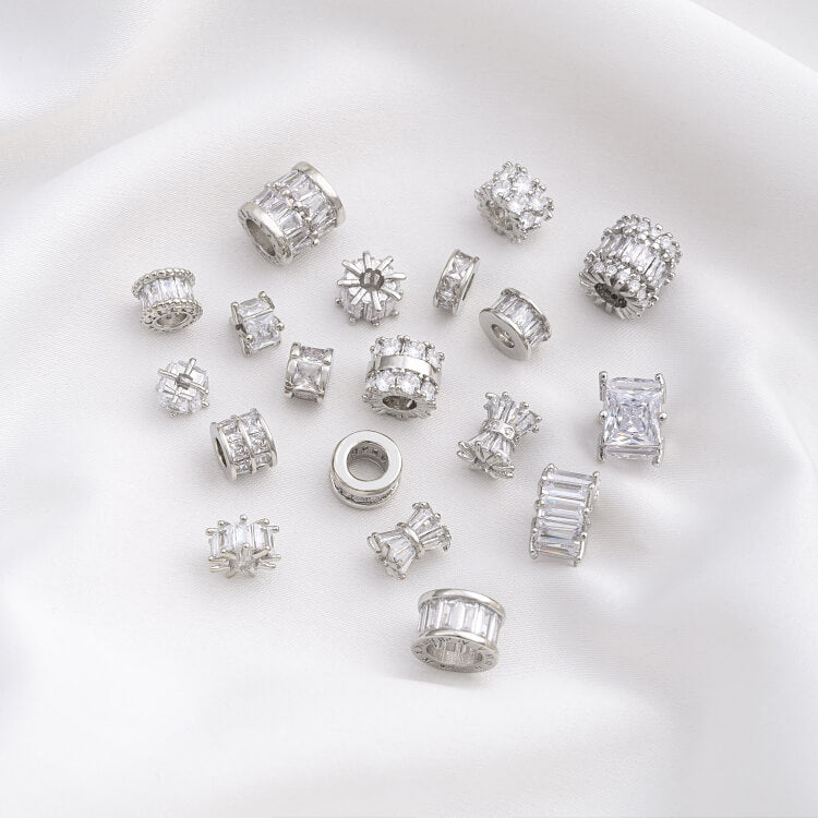 Platinum micro-inlaid zircon wheel beads spacer beads