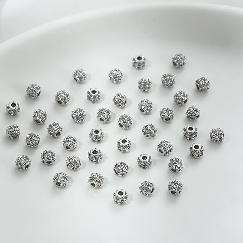 Micro-inlaid double-row zircon mini diamond ball spacer beads