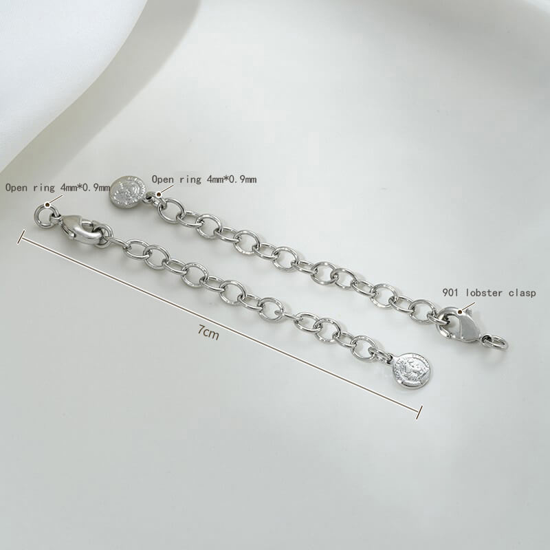 Lobster Clasp Extender, 14K gold-plated,white gold engraved portrait rectangular plate oval heart tag tail chain