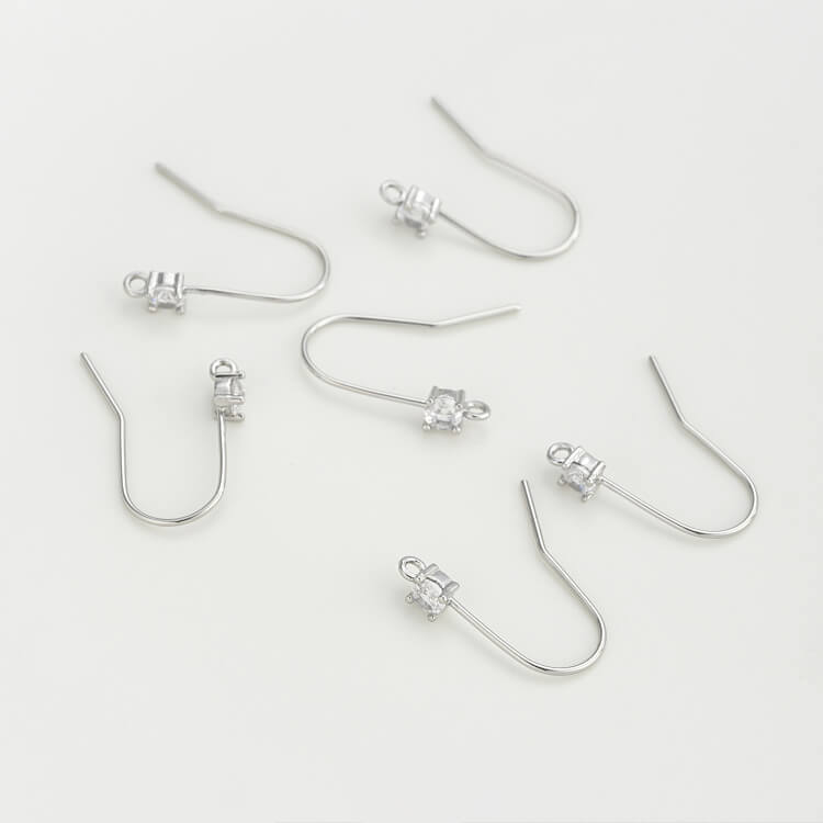 Copper-clad 14K real gold zircon ear hook DIY accessories