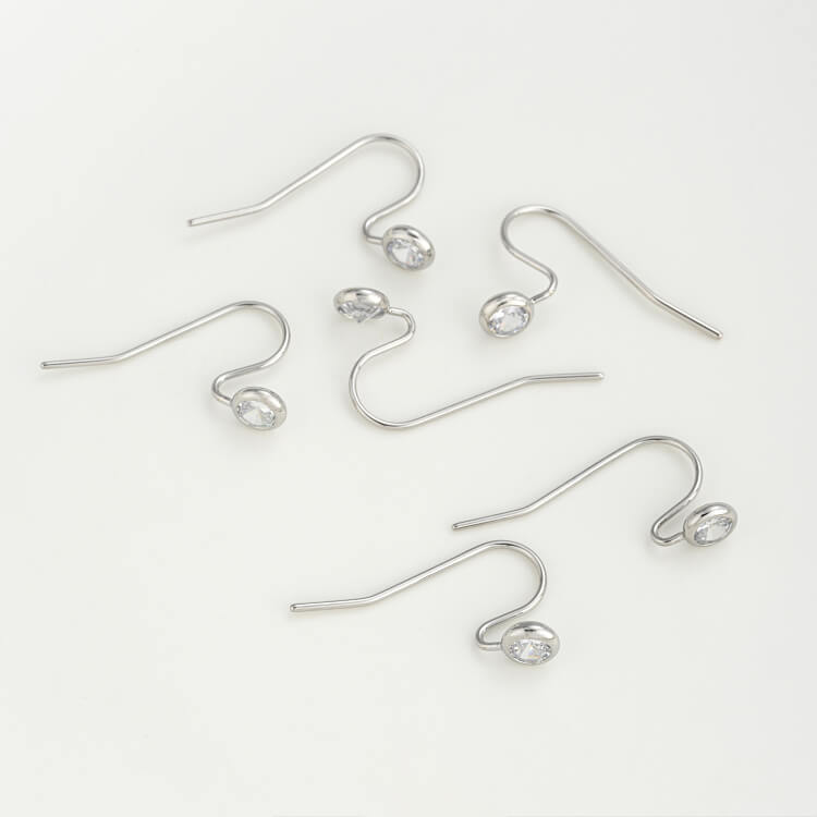 Copper-clad 14K real gold zircon ear hook DIY accessories