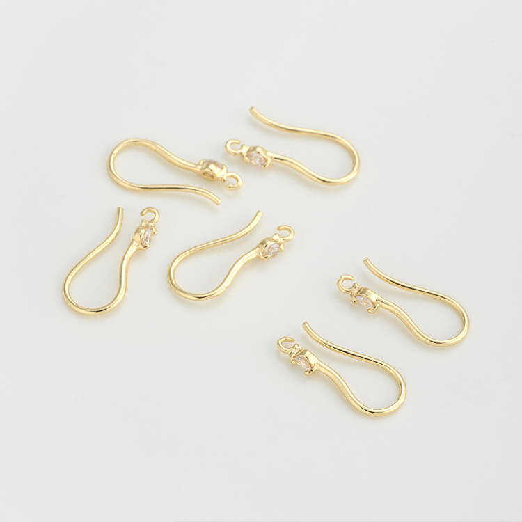 Copper-clad 14K real gold zircon ear hook DIY accessories