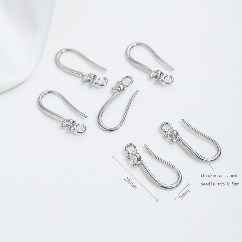 Teardrop-shaped simple ear hooks with diamonds copper-clad 14K real gold
