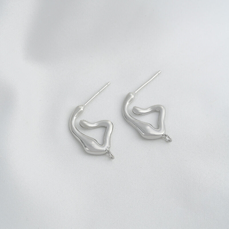 C-shaped lava earrings with hanging rings and diamond-faced earrings