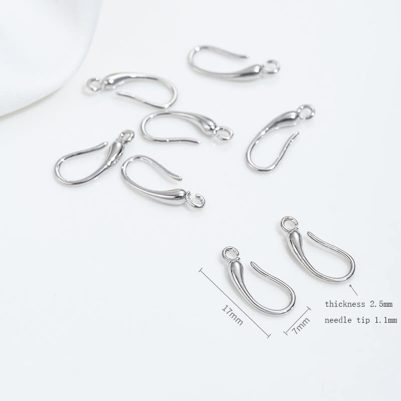 Teardrop-shaped simple ear hooks with diamonds copper-clad 14K real gold