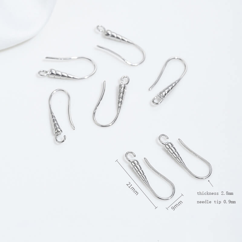 Teardrop-shaped simple ear hooks with diamonds copper-clad 14K real gold