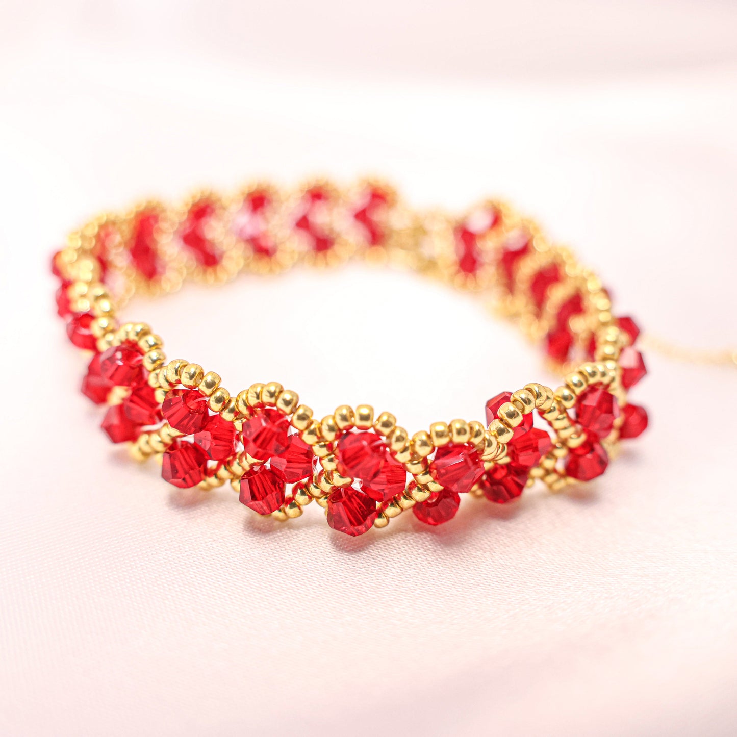 Chirimiri Handmade Red heart crystal bracelet - Fiery Passion Cascade
