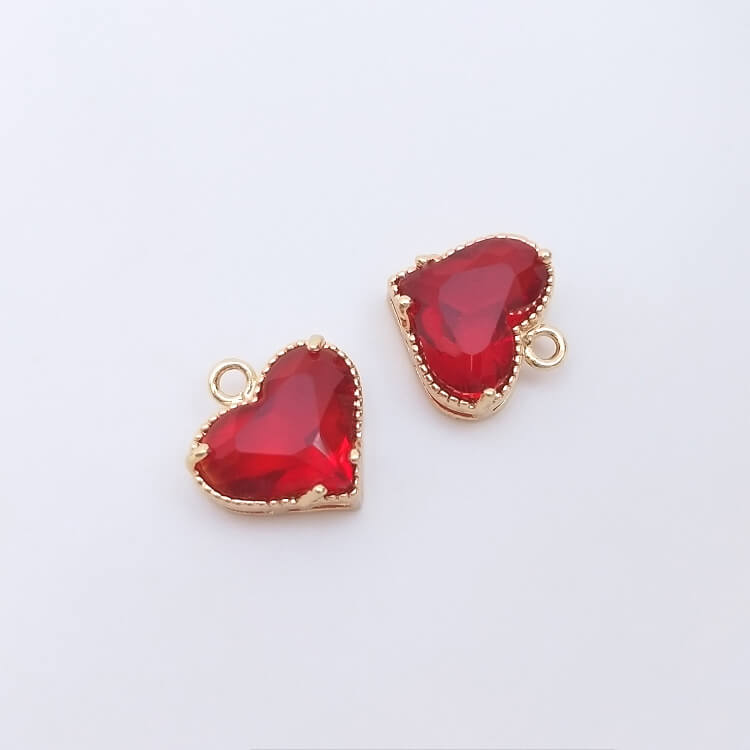 Copper-clad 14K real gold inlaid with large zircon heart four-leaf clover pendant